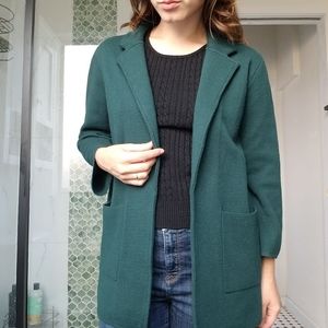 JCrew Dark Green Juliette Sweater-Blazer